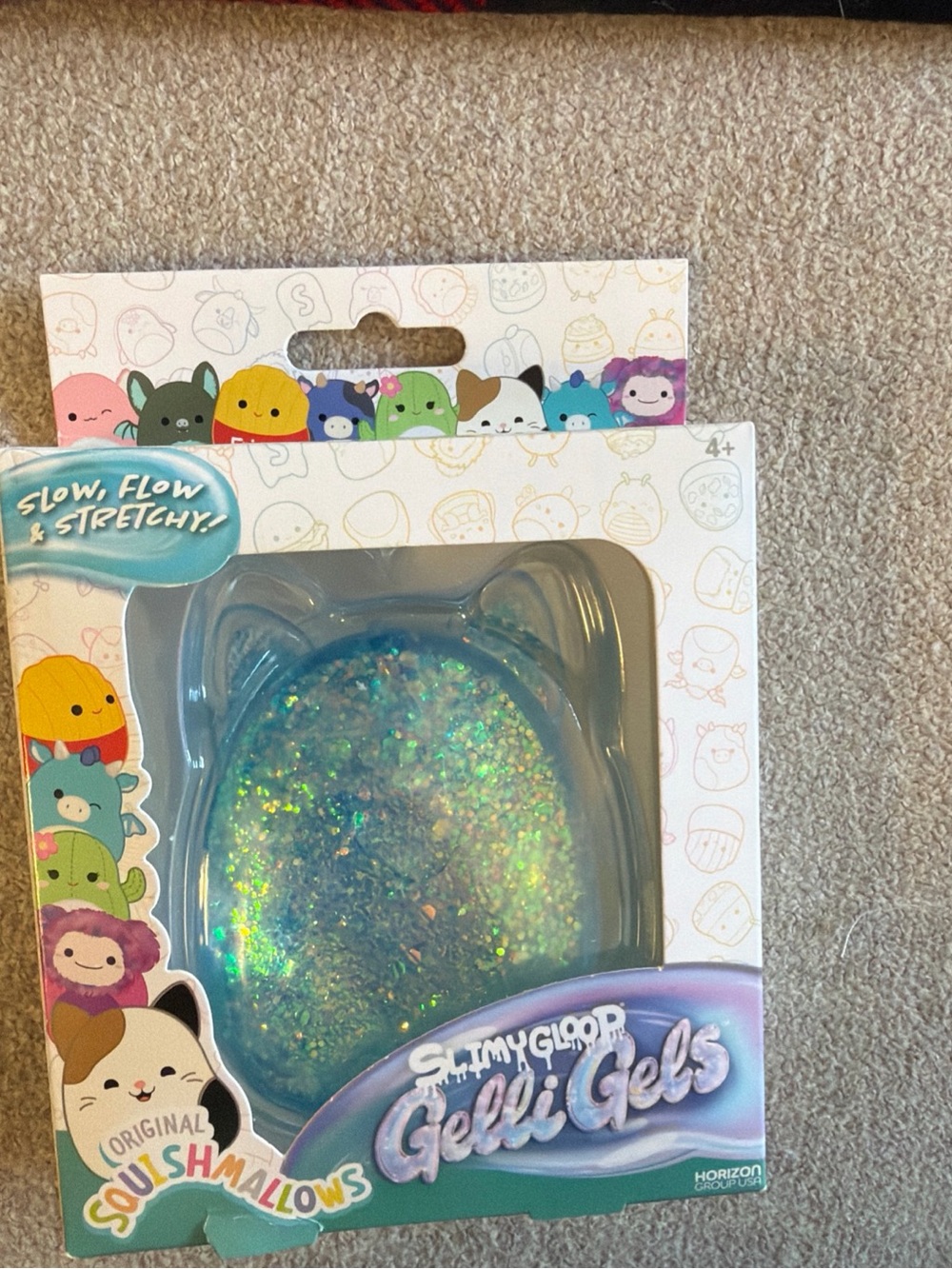 Squishmallows SlimeGloop Gelli Gels Shimmering Blue-Green Cat Shape